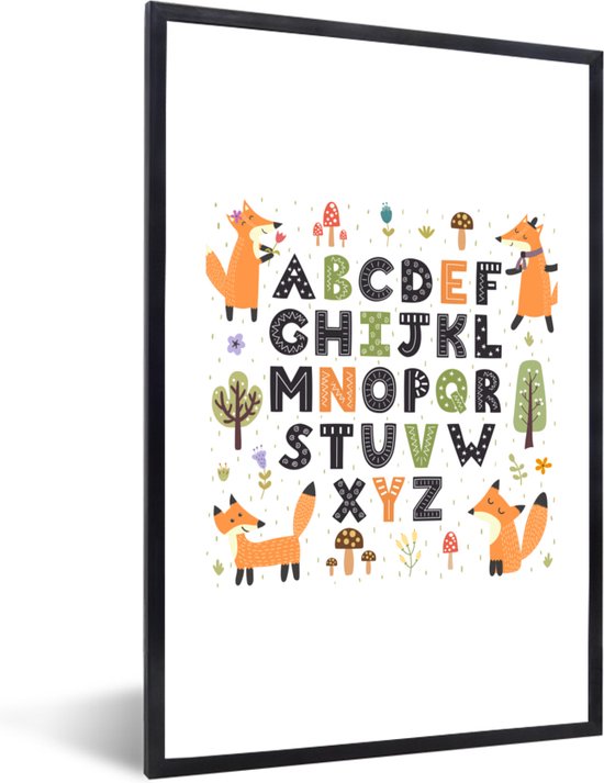 Illustration alphabet avec renards orange 60x90 cm