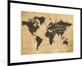 Fotolijst incl. Poster - Wereldkaart - Vintage - Quote - 120x80 cm - Posterlijst