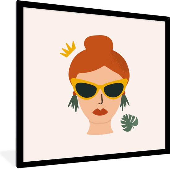 Cadre photo avec affiche - Femme - Portrait - Lunettes de soleil - 40x40 cm - Cadre pour affiche