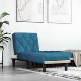 The Living Store Chaise Longue Ajustable - Velours - Blauw - 55x140x70cm