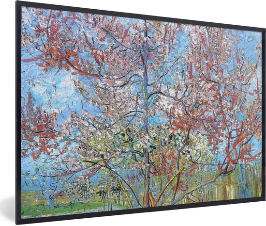 Fotolijst incl. Poster - De roze perzikboom - Vincent van Gogh - 120x80 cm - Posterlijst