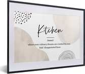 Fotolijst incl. Poster - Spreuken - Keuken definitie - Quotes - Kitchen - Woordenboek - 40x30 cm - Posterlijst