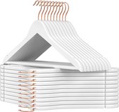 Kledinghangers - Houten hangers - Set van 20 - Wit met roze haak