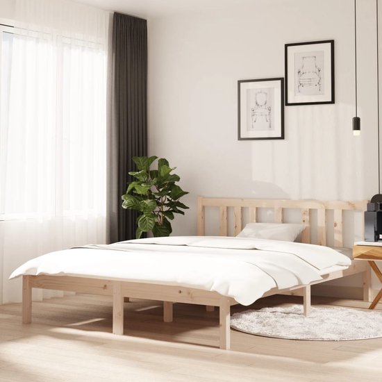 The Living Store Bedframe Grenenhout - 195.5 x 125.5 x 69.5 cm - stabiel en comfortabel - geschikt voor 120 x 190 cm matras