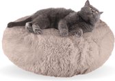 AdomniaGoods - Luxe kattenmand - Hondenmand - Antislip kattenkussen - Wasbaar hondenkussen - Bruin 50 cm