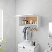 The Living Store Hangkast - Compacte garderobe - Wit - 70 x 32.5 x 35 cm - Met kledingstang