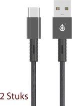 M.TK USB-C Anti-Buigen Kabel 1M | USB naar USB-C Kabel | USB C naar USB A Kabel 1M - Zwart kleur (2 Stuks)