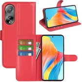 Oppo A98 Hoesje - MobyDefend Kunstleren Wallet Book Case (Sluiting Voorkant) - Rood - GSM Hoesje - Telefoonhoesje Geschikt Voor Oppo A98