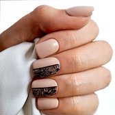 SD Press on Nails - B25 - Plaknagels met nagellijm - Kort Recht Square Kunstnagels - Nude Lace - Set 20 Kunstnagels handgemaakt van gellak - Nail Art - Beauty - Manicure - Nails at home - Nageltips - Nepnagels - Accessoires voor haar