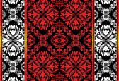 Fotobehang - Vlies Behang - Geometrisch Ornament in rood en wit - 368 x 254 cm