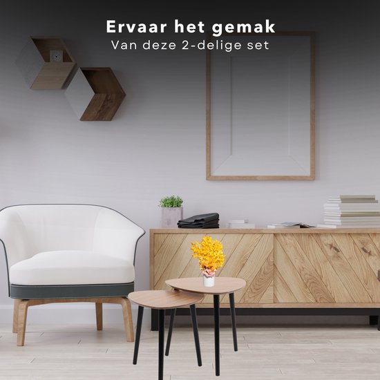 vidaXL Massief Acaciahouten Tafeltjesset 3-delig Tafeltje Bijzettafel Tafel Woonkamertafel Meubelset Tafeltje Tafeltjes Zijtafel Plantentafel