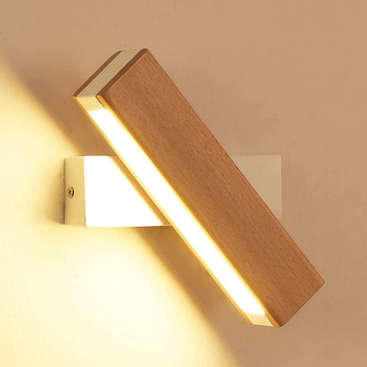 LED binnenwandlicht, 360 ° rotatie met eenvoudig in massieve houten verlichting moderne wandlamp voor slaapkamer