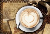 Fotobehang - Vlies Behang - Cappuccino - Koffie Hart - 254 x 184 cm