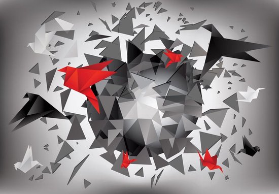Fotobehang - Vlies Behang - Origami 3D Kunst - 416 x 254 cm