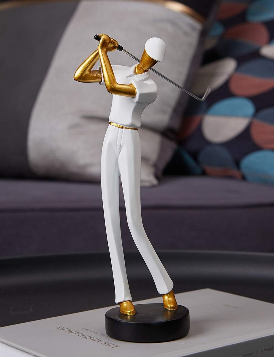 Cadeau beeldje - Golfer afslag - Bureauset Luxe - t4143