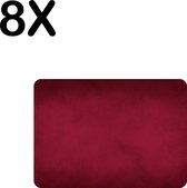 BWK Luxe Placemat - Rode Vegen Achtergrond - Set van 8 Placemats - 35x25 cm - 2 mm dik Vinyl - Anti Slip - Afneembaar