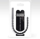 All Black Silicone Sounds - Penisplug - Super Flexibel - 24 X 0.6cm - Geribbeld