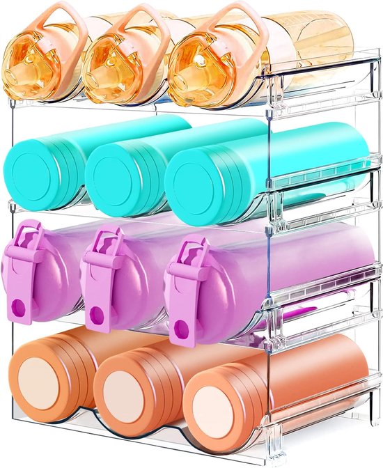 Lot De 4 Porte-bouteilles Empilables Transparents - Pour Rangement Réfrigérateur, Bouteilles Vin, Soda, Shakers