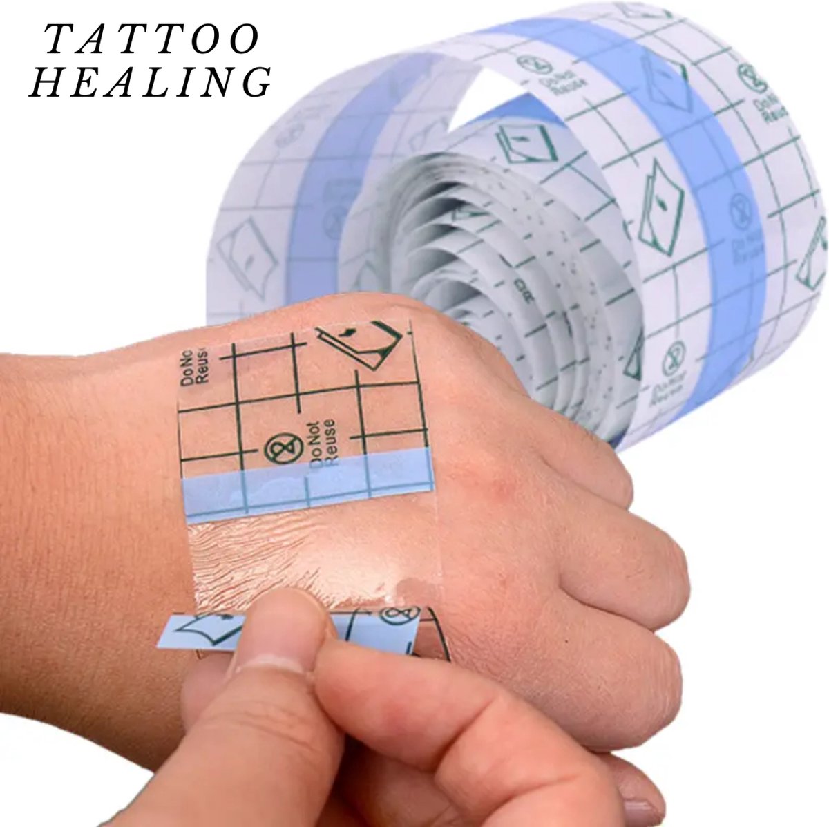 Tattoo Folie - Tatoeage Nazorg Folie - 5 Meter - Protection - Waterproof - Transparant - Filmlaagje - 1 Rol - Tattoo Verzorging - Tattoo Zwemfolie - After care - Bescherming - Houd je nieuwe tattoo lang mooi - Huidbescherming -
