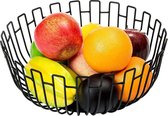 Fruitschaal, extra grote fruitmand voor keuken, draadfruitmanden voor eettafel, fruitschalen voor woonkamer, bijkeuken, keuken - zwart/27×11 cm