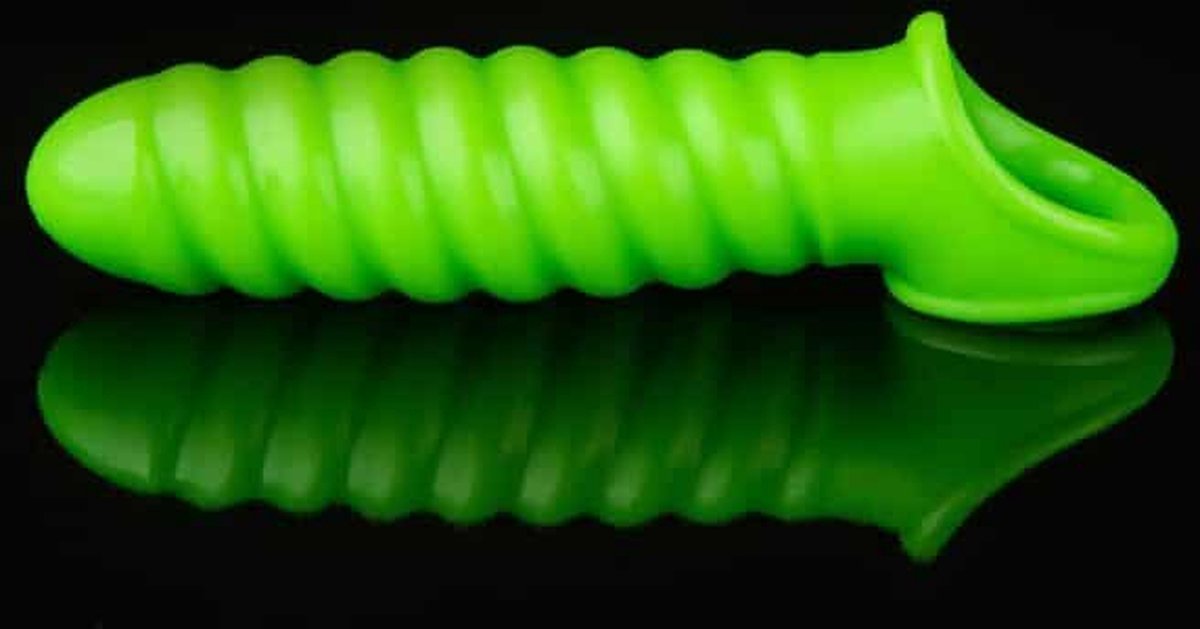 Goedkoopste Swirl Stretchy Penis Sleeve - Glow in the Dark - Neon Green