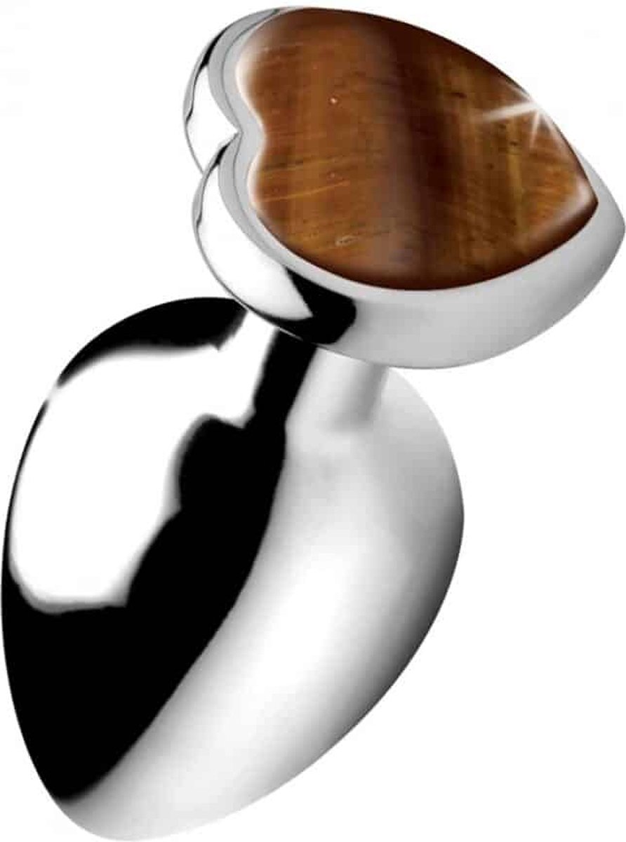 Goedkoopste XR Brands Tiger Eye Heart - Butt Plug - Large brown