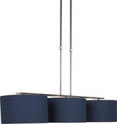 QAZQA combi delux - Landelijke Hanglamp voor boven de eettafel | in eetkamer - 3 lichts - L 1180 mm - Blauw - Woonkamer