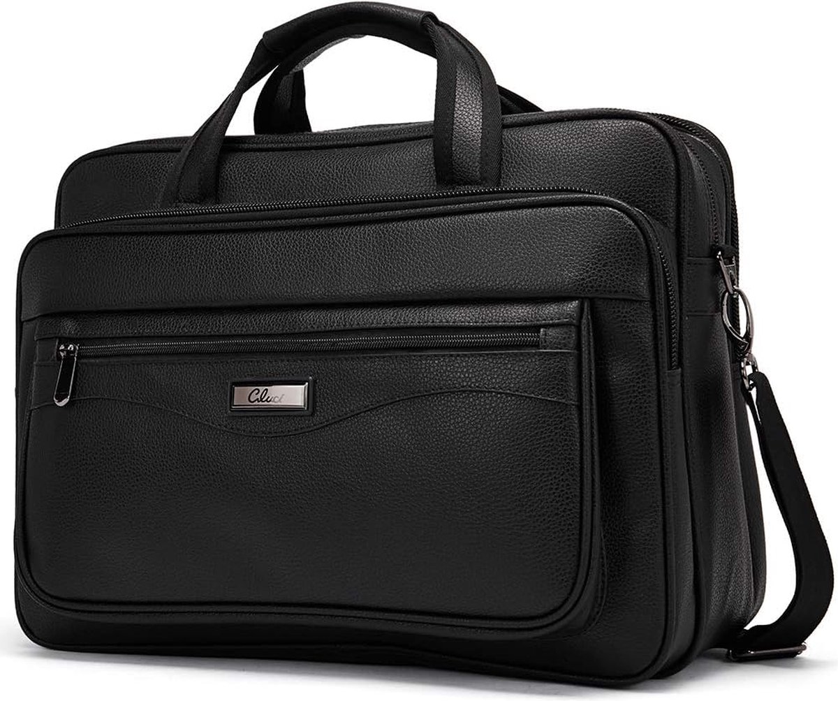 Lederen portemonnee voor mannen grote capaciteit 15,6 inch laptop business reizen schoudertas, Zwart (black 3)