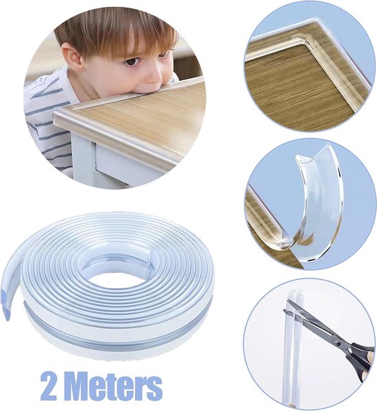 Bebe Earth 6M Baby Proofing Edge en Corner Guard Protector Set, 20 Voet Randen & 8 Hoekbeschermers, Meubels en Tafels Kind Baby Proof Bumpers, Pre-Taped Hoekkussens - Onyx Black