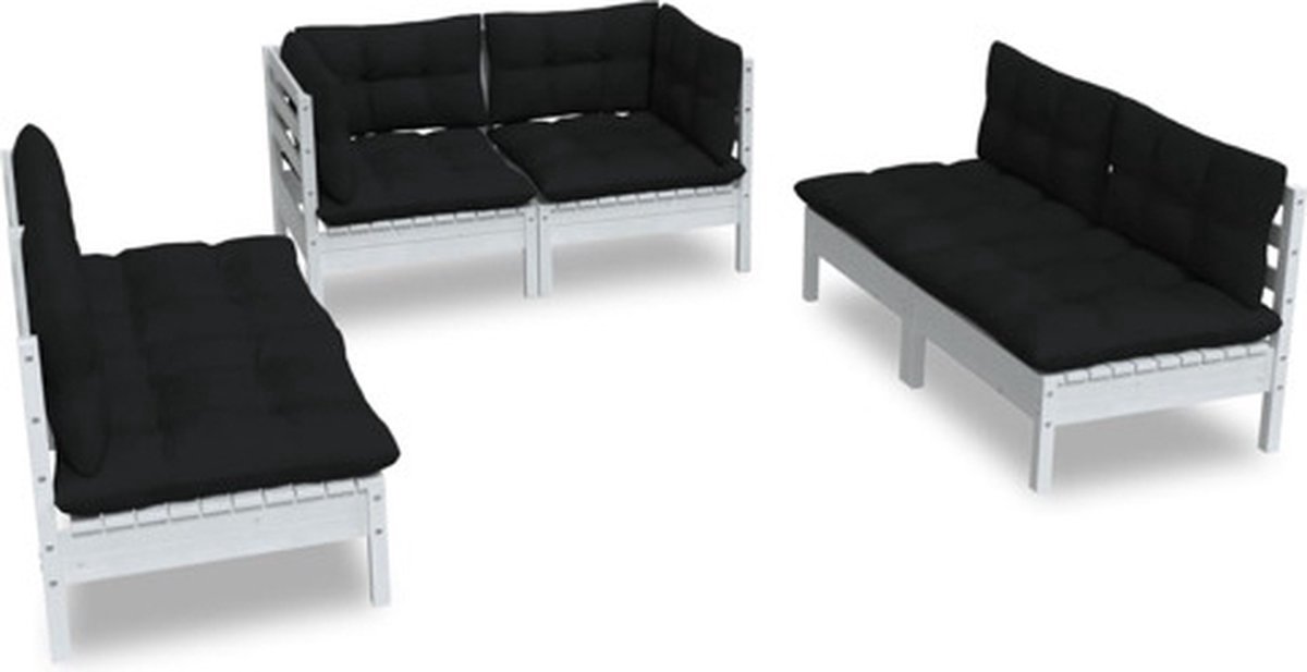 The Living Store 6-delige Loungeset met kussens massief grenenhout - Loungeset - Tuinset - Houten Lounge - Grenenhout - Loungebank