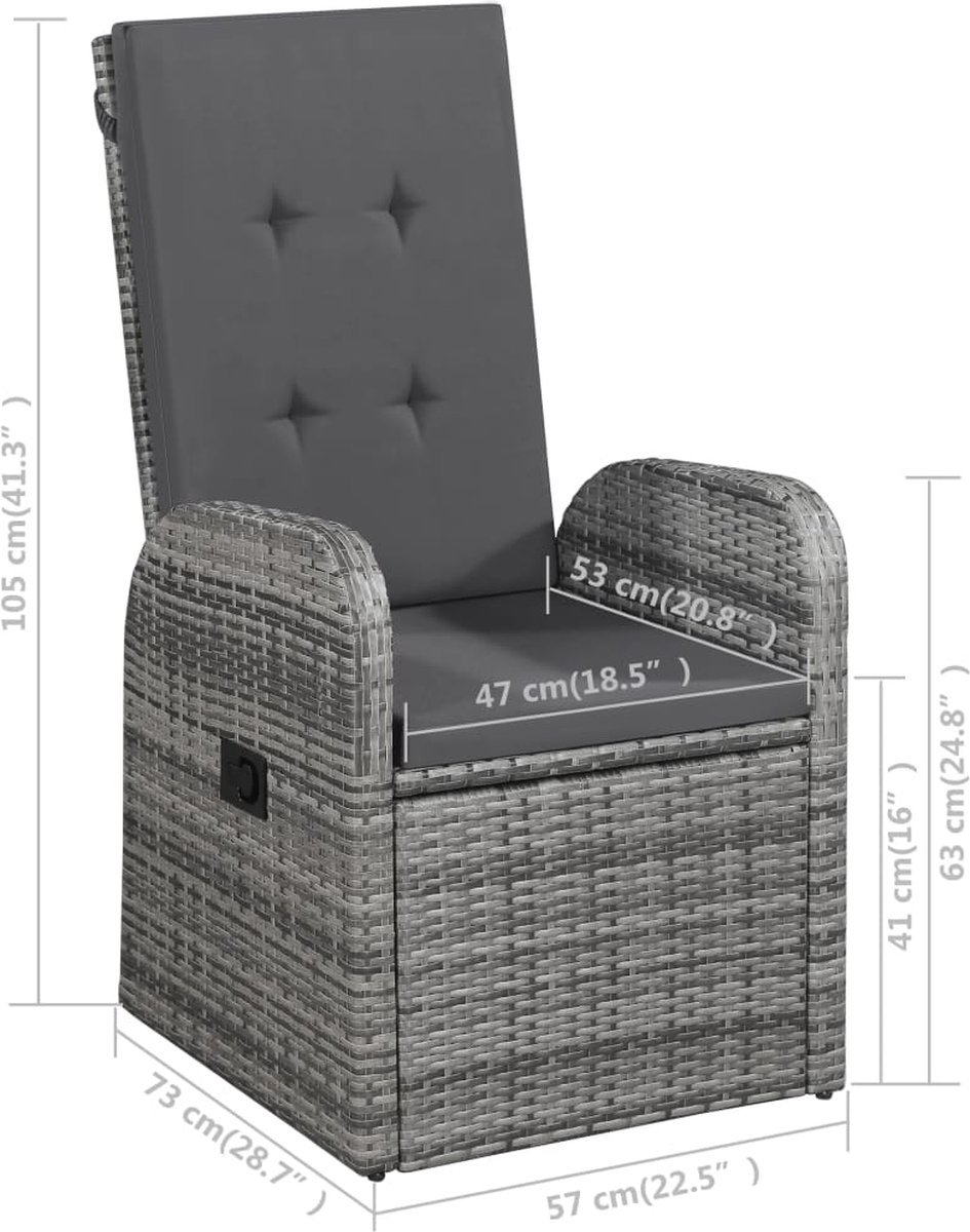 The Living Store 7-delige Tuinset grijs - Tuinstoel - Eettafel - Acacia Hout - Lounge Set - Buitendineren