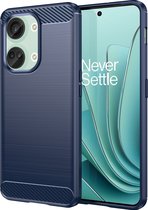 Mobigear Hoesje geschikt voor OnePlus Nord 3 Telefoonhoesje Flexibel TPU | Mobigear Brushed Backcover | Nord 3 Case | Back Cover - Blauw