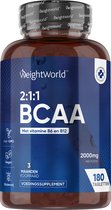 WeightWorld BCAA tabletten - 180 BCAA pillen voor 3 maanden - 2000 mg - Met aminozuren L-leucine, L-isoleucine en L-valine - Vegan