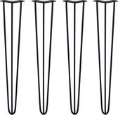 4 x Tafelpoten staal - Lengte: 71cm - 3 pin - 10m - Zwart - SkiSki Legs ™ - Retro hairpin pinpoten