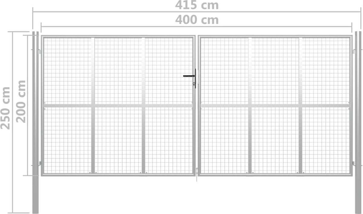 Portail extérieur The Living Store - Acier inoxydable - 100x150cm - Incl -  serrure