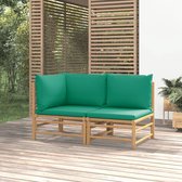 The Living Store Tuinset - Bamboe - Modulair design - Comfortabele kussens - Groen - Duurzaam materiaal