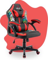 Chaise de jeu - Chaise de bureau ergonomique - Ajustable - Griaffiti - Zwart - Rouge - Enfants