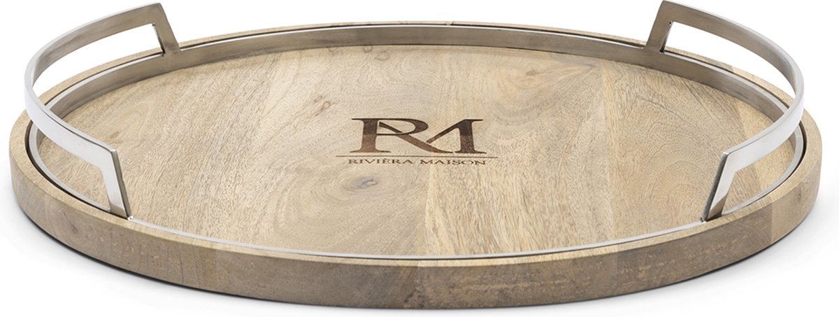Riviera Maison Dienblad, Rond, Serveerblad, met handvaten - RM Coventry Serving Tray - Bruin - Hout