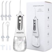 Modito Water Flosser PRO - 350ML - 3 réglages - 6 accessoires - Irrigateur oral - Appareil de soie dentaire sans fil - Wit