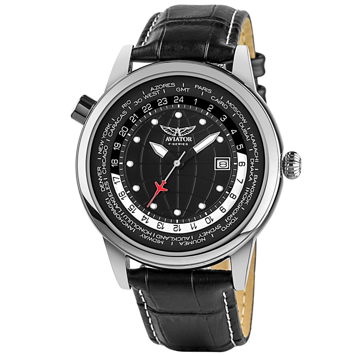 Aviator - Heren Horloge F-Series AVW6975G354 - Zwart-Zilver - Ø 45mm