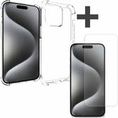 Coque iMoshion iPhone 15 Pro transparente avec protecteur d'écran en Glas trempé - Coque antichoc iMoshion - Protecteur d'écran en Tempered Glass iMoshion