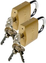 Stahlex Hangslot met 3 sleutels - 2x - 50 mm - messing - kofferslot