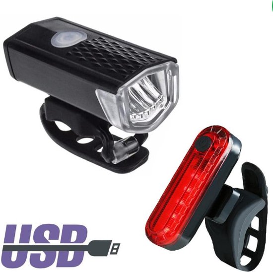 JN Fietsverlichting Set - Fietslamp LED - Voorlicht - Oplaadbare USB Led Fietslamp - Koplamp fiets - Waterdicht - 3 Lichtstanden