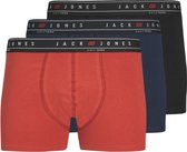 Jack & Jones Heren Boxershorts Trunks JACNAGEE Rood/Donkerblauw/Zwart 3-Pack - Maat XXL