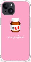 Silicone Hoesje Geschikt voor iPhone 15 Telefoonhoesje met doorzichtige rand Nut Boyfriend