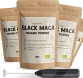 Cupplement - 4 Zakken Zwarte Maca Poeder 100 Gram - Biologisch - Inclusief Opschuimer - Black Maca - Geen Capsules of Tabletten - Testosteron - Superfood