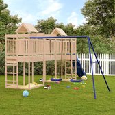 The Living Store Speeltorens met brug - Massief grenenhout - 362 x 585 x 238 cm - Inclusief glijbaan en dubbele schommelset - Voor kinderen van 3-8 jaar oud - Maximaal gewicht 45 kg