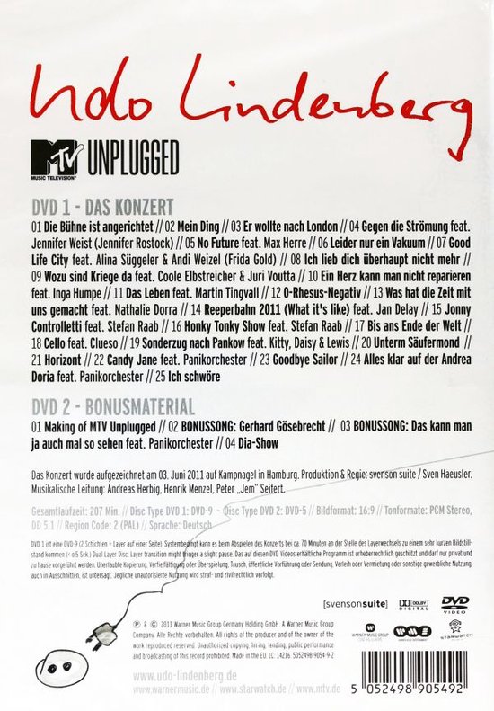 MTV Unplugged: Live Aus dem Hotal Atlantic [DVD], Udo Lindenberg