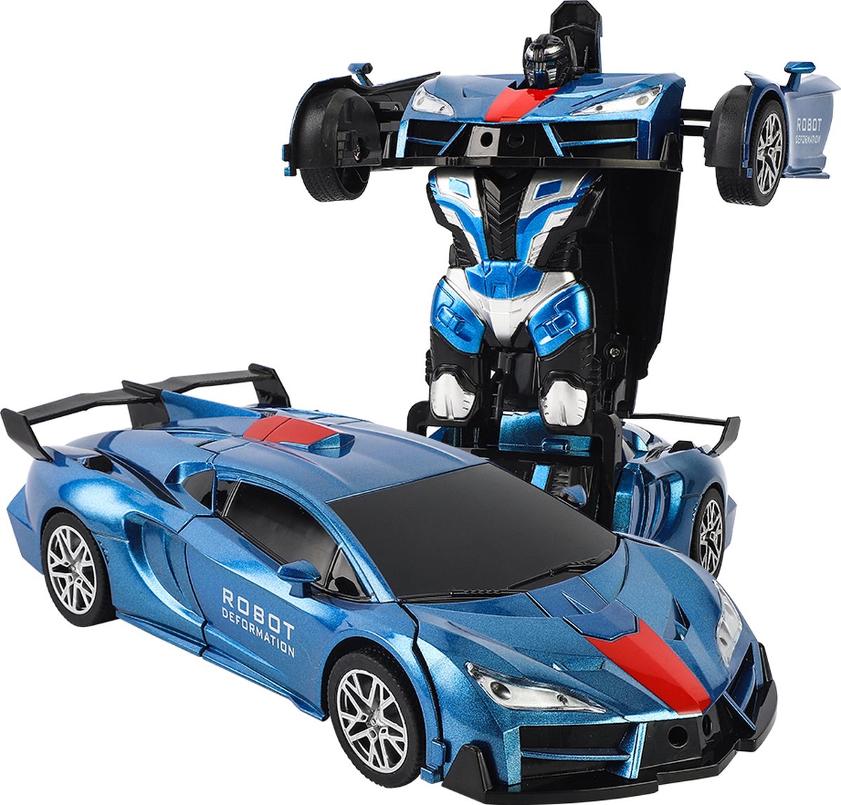 MEWAU 1:18 RC transformerende auto robot 2 in 1Afstand Bestuurbare Auto -Gebaar waarneming Speelgoed Auto Blauw droge celbatterij