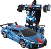 MEWAU 1:18 RC transformerende auto/robot - 2 in 1Afstand Bestuurbare Auto -Gebaar waarneming - Speelgoed Auto - Blauw - droge celbatterij